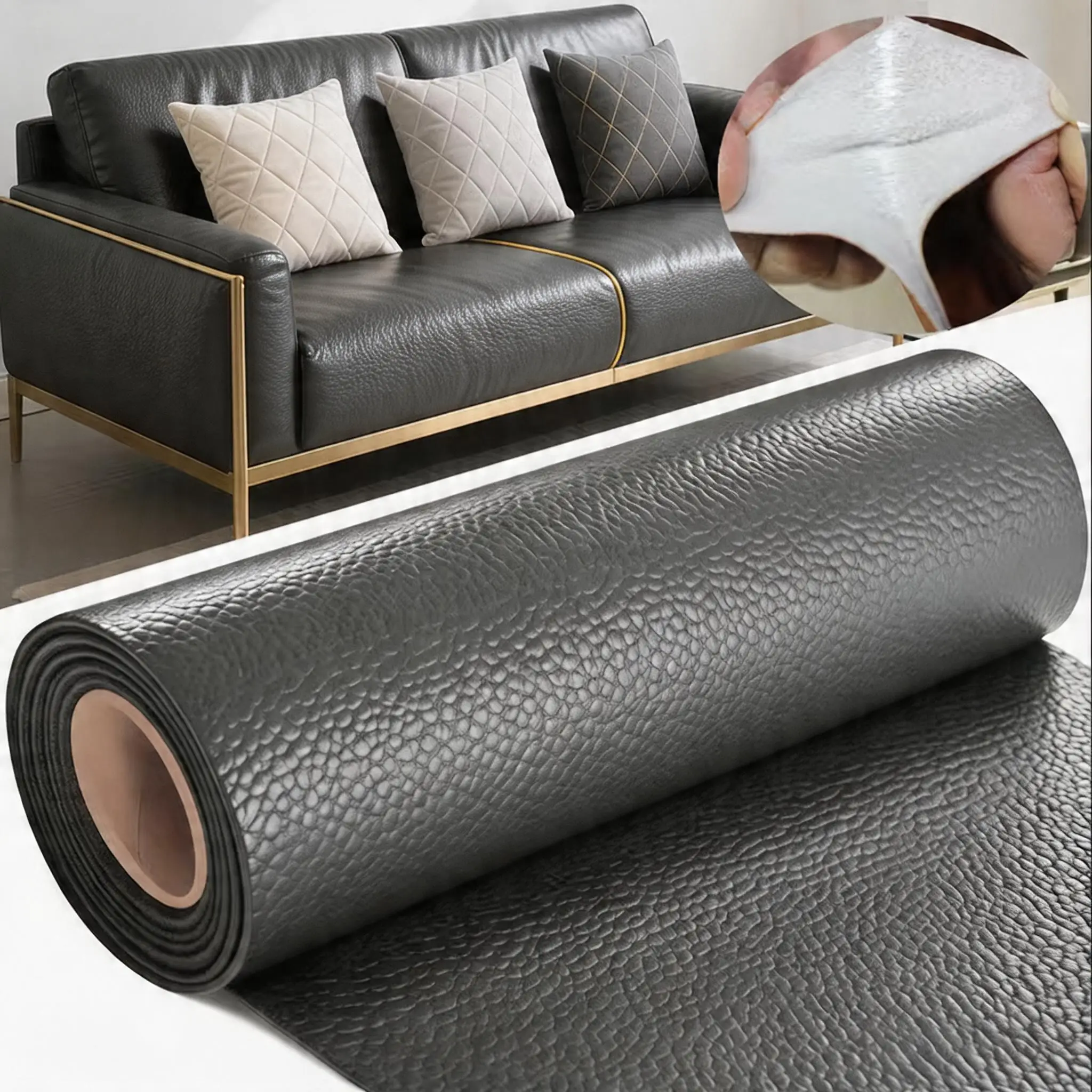 (cinza Escuro, 50x148cm) Adesivo De Reparo Em Couro Pu Autoadesivo, Alta Aderência, Impermeável E Resistente Ao Desgaste, Adequado Para Sofás.