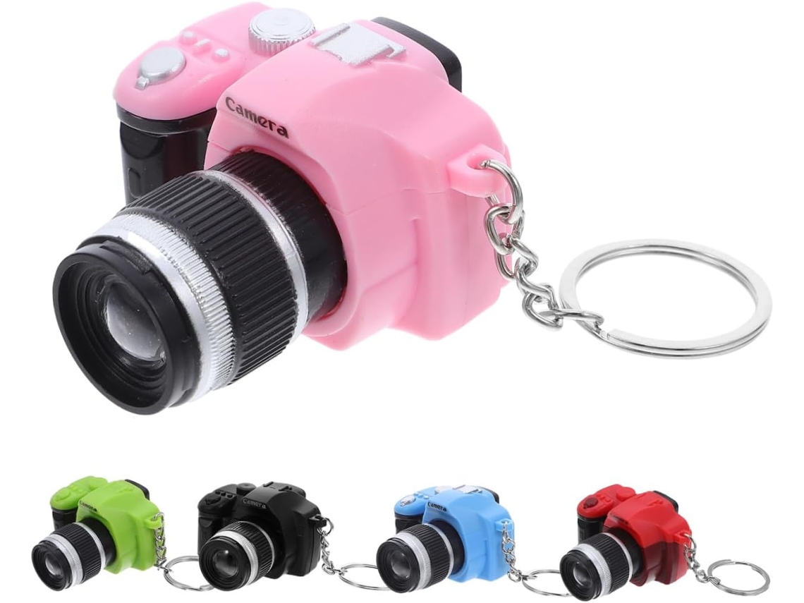 Conjunto De 5 Mini Chaveiros Com Câmera Led Multicolorida Em Abs, Chaveiros Divertidos.