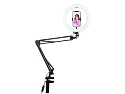Tripé de mesa Puluz para celular, lâmpada LED, clipe de 26 cm, streaming de vídeo