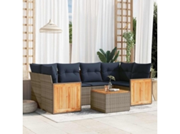 Conjunto de Sofá de Jardim de 5 Peças com Almofadas em Rattan Sintético Preto VIDAXL