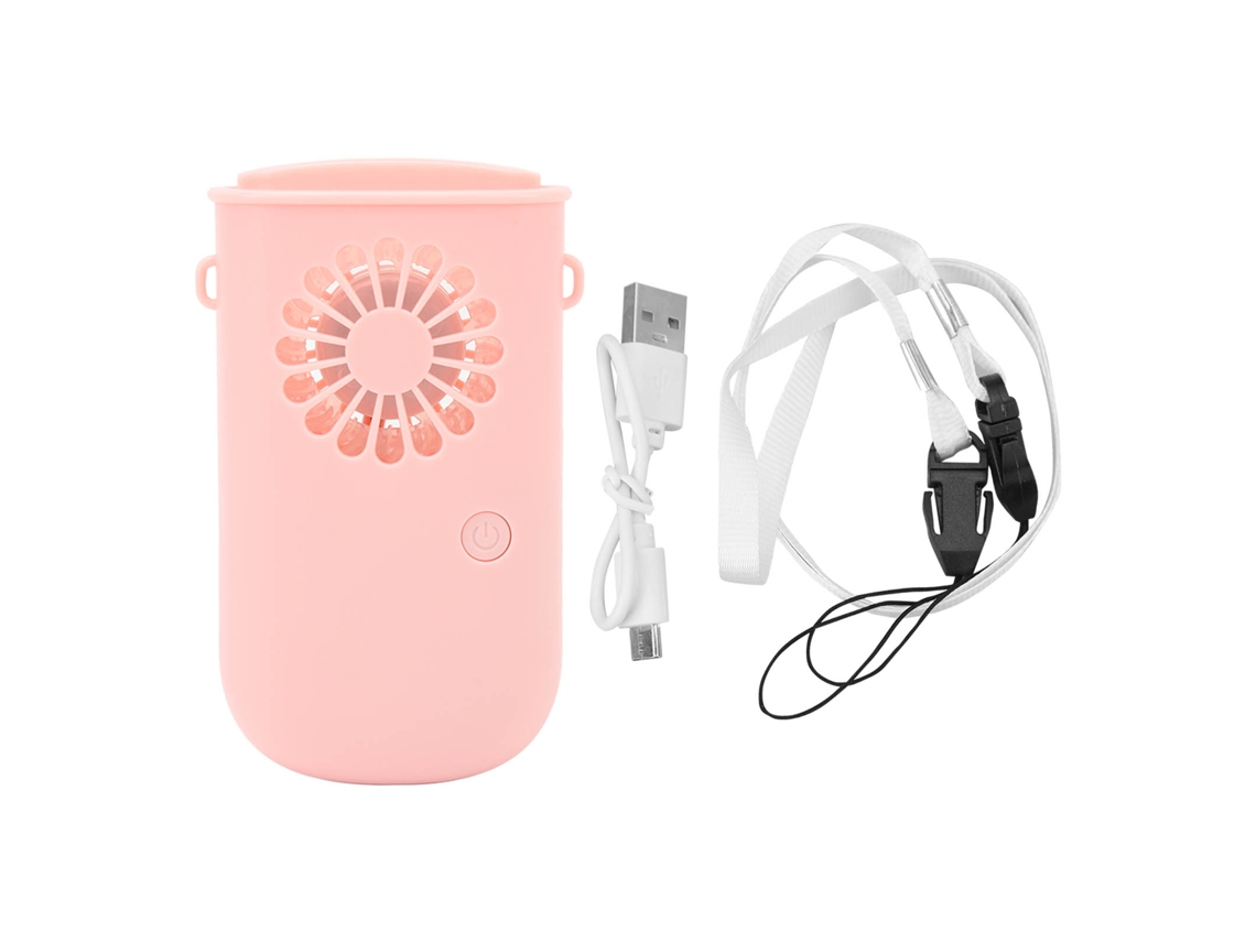 Ventilador Portátil Recarregável Pescoço 3 Velocidades Rosa