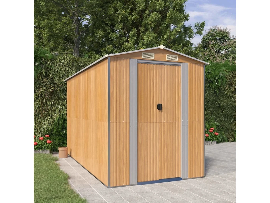 Vidaxl Abrigo De Jardim 192x357x223 Cm Aço Galvanizado Castanho