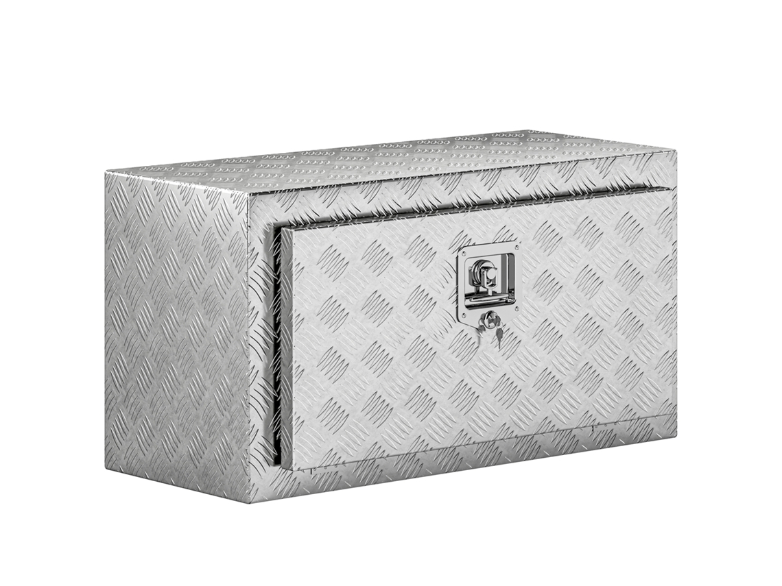 Caixa De Ferramentas De Alumínio 96l Com Fechadura, 2 Chaves Inglesas E Alça Lateral, 76,2x35,5x40,6 Cm, Prata.
