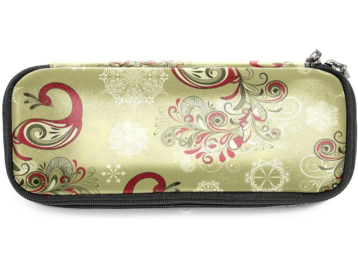 Estojo De Inverno Com Pavões E Flocos Neve, Grande Capacidade Marcadores, Organizador De Maquiagem, Bolsa