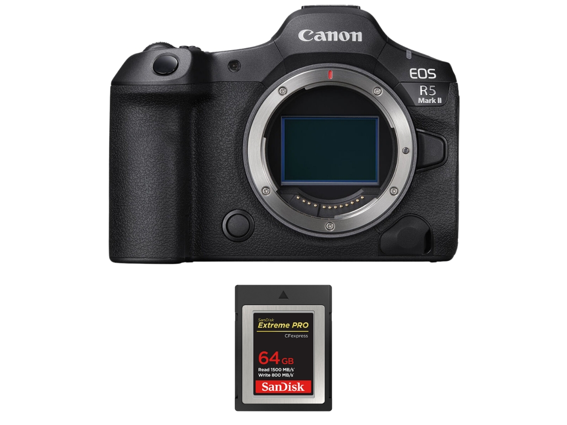 Eos R5 Mark Ii + 1 Sandisk 64gb Extreme Pro Cfexpress Type B + Ebook “20 Dicas para Fotos Que Impressionam” CANON