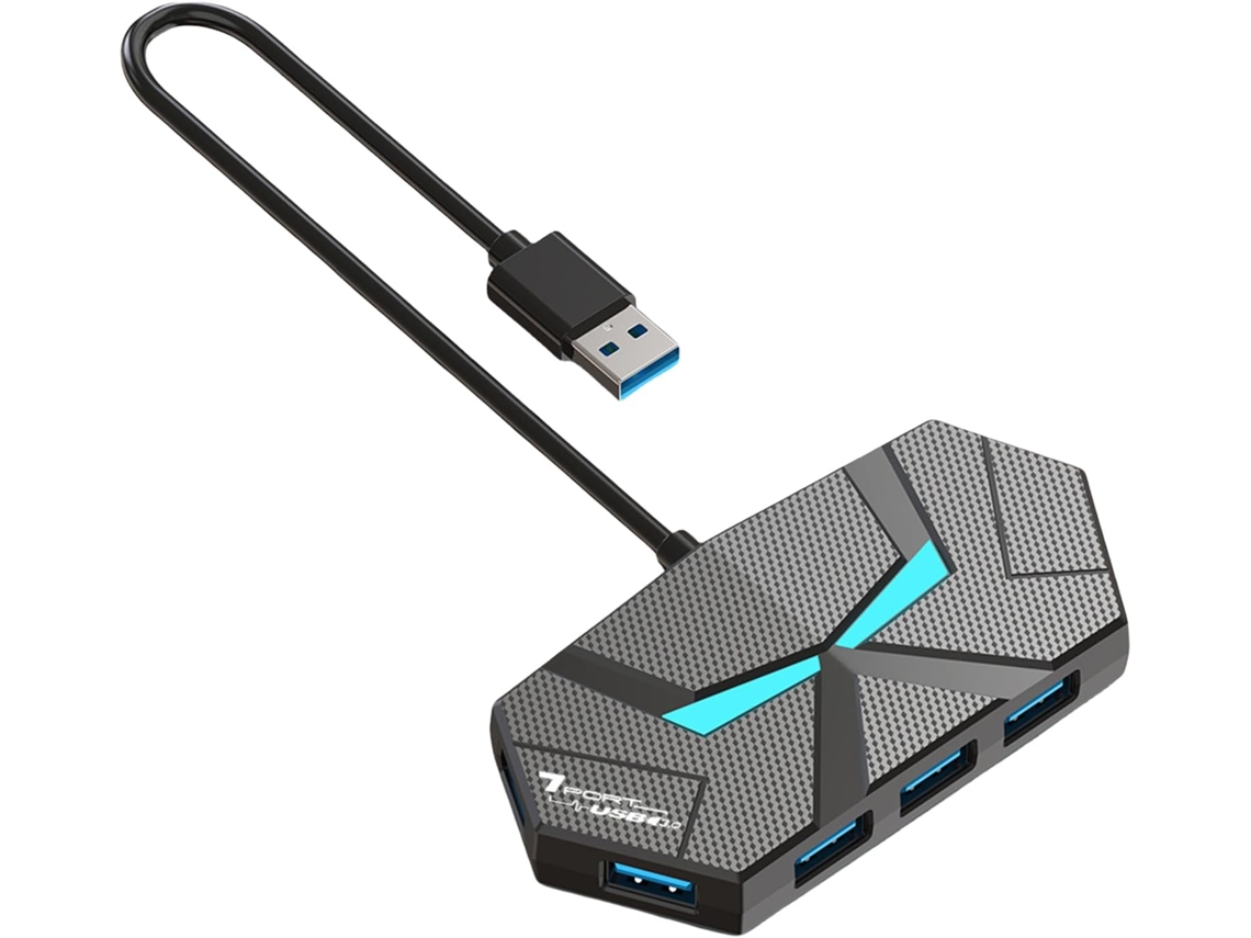 Hub Usb 3.0 De 7 Portas Com Transmissão Alta Velocidade 5 Gbps E