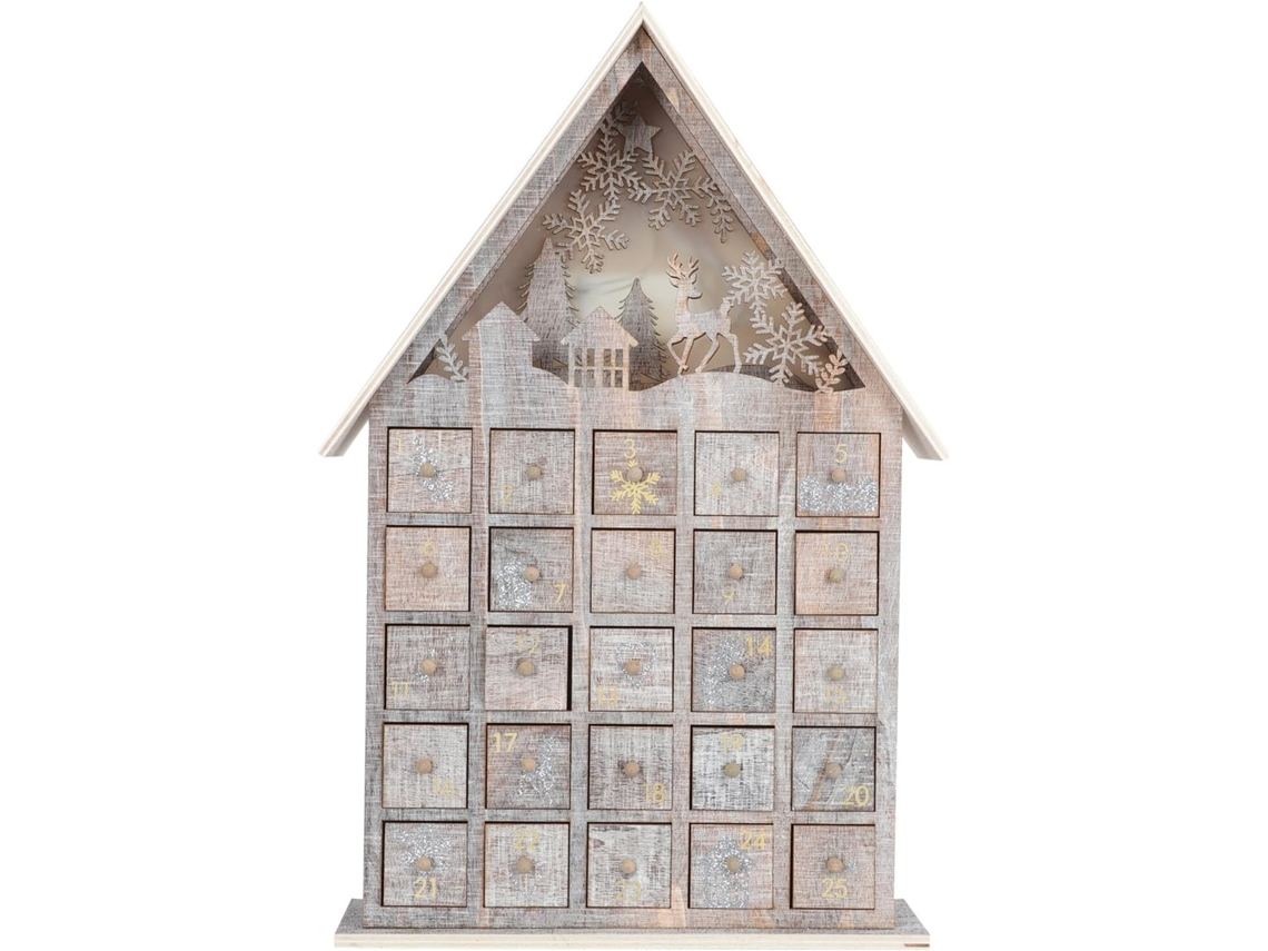 Calendário Do Advento De Madeira Com Luzes E Gaveta Decoração De Mesa De Natal, Enfeite Decorativo Para Escritório E Gokoco