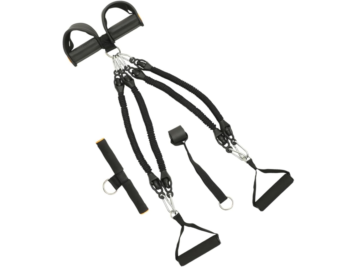 Faixa Elástica Zerodeko Com Pedal Puller Para Treinamento De Abdômen E Tríceps, Corda Preta Material Pte