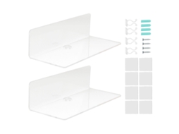2pcs prateleira flutuante de acrílico transparente para banheiro e escritório | S/MARCA