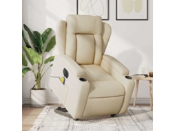 Vidaxl Poltrona Elétrica Elevatória Massagens Tecido Creme