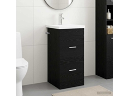 Vidaxl Gabinete De Banheiro Com Pia Carvalho Preto 42 X 40 X 84,5 Cm