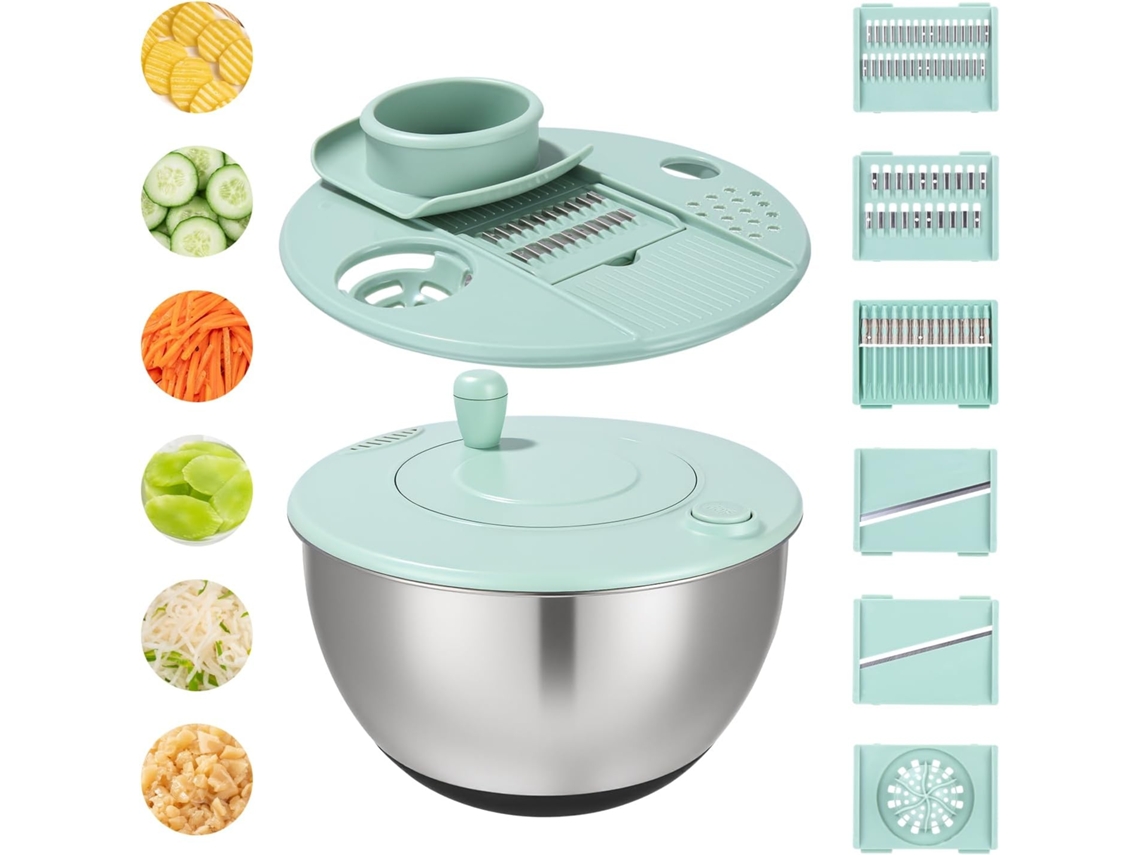 Centrifugadora De Salada Em Aço Inoxidável Com Tampa Para Lavar E Secar Legumes