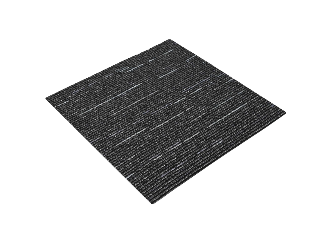 Vidaxl Azulejo De Carpete Listrado Preto 50 X 50 Cm 4 Pcs Pp E Betume