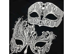 Máscara de festa para casamentos em metal com gravação a laser, com núcleos brancos, dourados e dourados, ideal para casamentos, Halloween e carnaval.