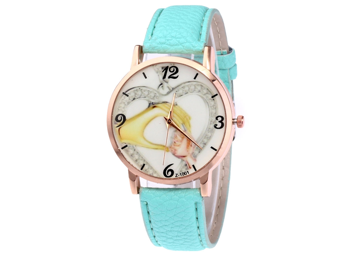 Relógio feminino Zhoulianfa, analógico, de quartzo, com pulseira de couro PU (verde menta)