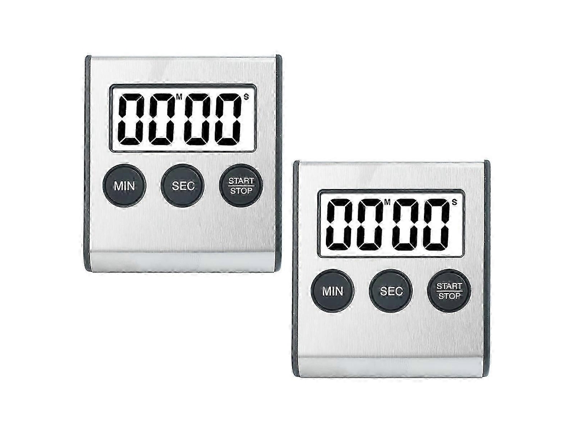Conjunto De 2 Temporizadores Digitais De Cozinha, Base Magnética, Para Cozinhar, Assar E Controlar O Tempo Em Tarefas Domésticas