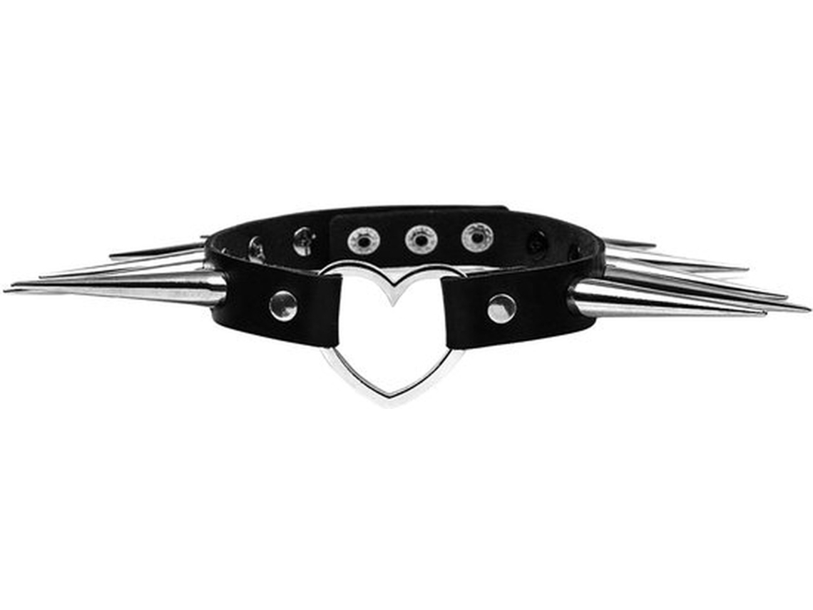 Verstelbaar Halsband - Choker Em Lona De Pu - Chapeleta Em Estilo Punk Rock - Broches - Material Suave - 40 Cm De Comprimento