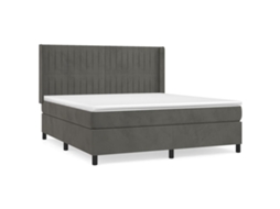 Cama com Molas e Colchão Veludo Cinzento Escuro MAISON EXCLUSIVE (180x200 cm)