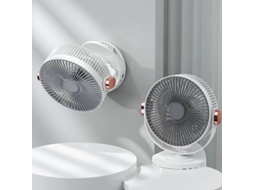 Mini ventilador de clipe, branco, 20 cm, recarregável, 2000 mAh