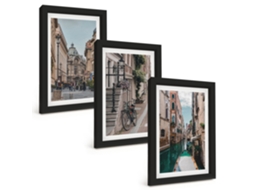 Composição De Quadros Na Parederuas Venezianas Com Água Moldura Preta Quadros Para A Sala De Estar Espelharte (3 Peças 20x30 Cm)