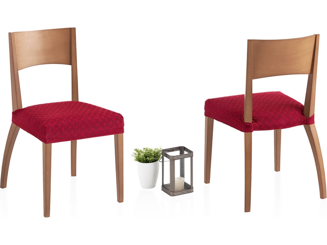 Conjunto de 2 Capas Elásticas de Cadeira MILICA Diamante (45 x 45 cm - Vermelho)