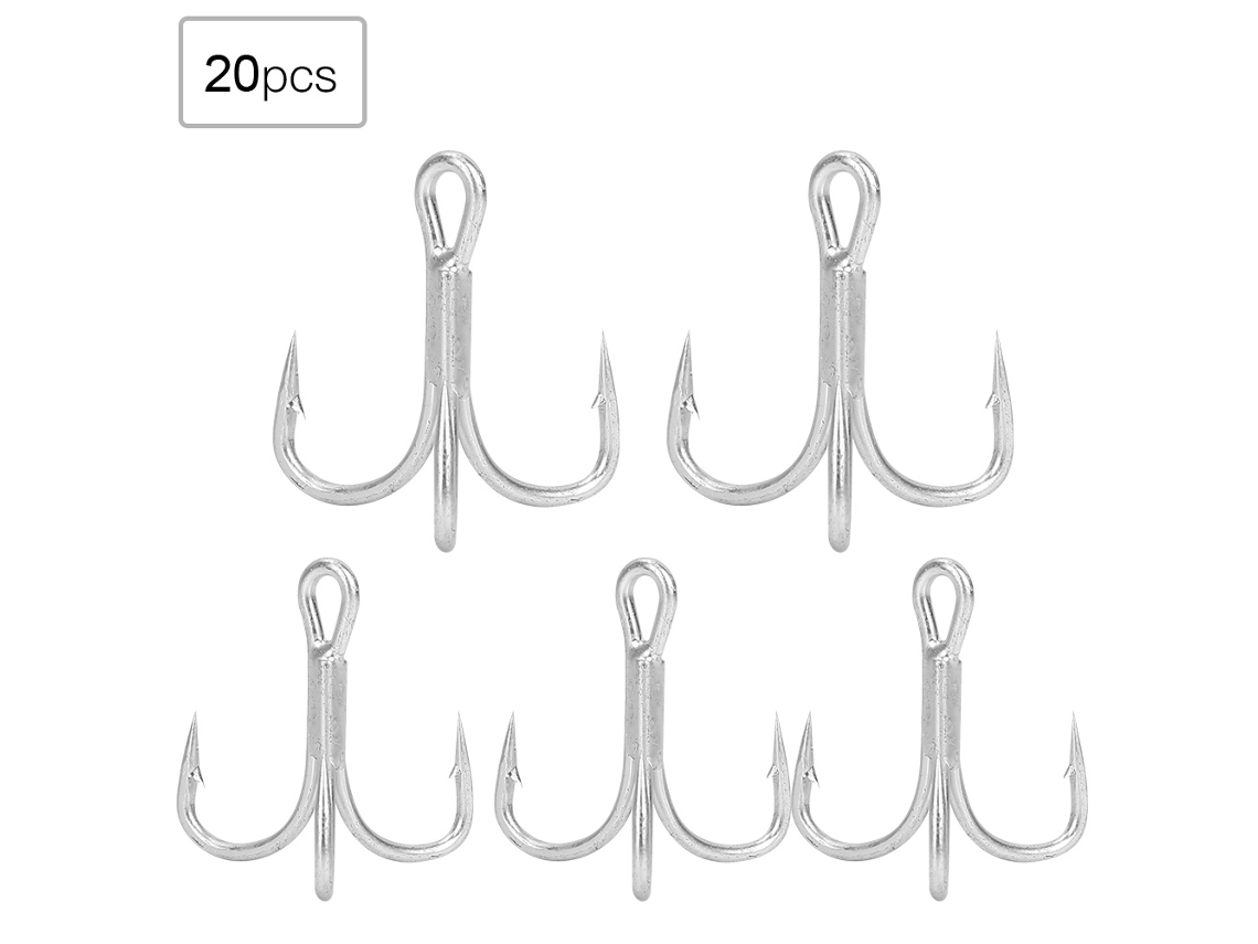 Anub anzol de Pesca Triplo Afiado com Barbatana em Metal de Alta Resistência 20pcs*6