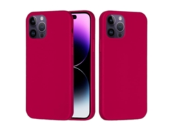 Capa De Silicone Para Iphone 14 Pro - Cor Sólida, Proteção Fina E Antiaderente - Rosa Vermelha