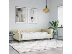 Vidaxl Sofá-cama 100x200 Cm Couro Artificial Cor Creme