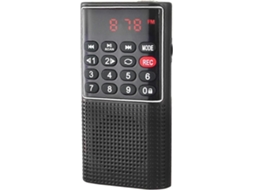 Rádio de Bolso Recarregável com Fm, 3w Rms, Leitor de Cartão Micro Sd, Entrada para Fone de Ouvido Preto TAISHENGDA