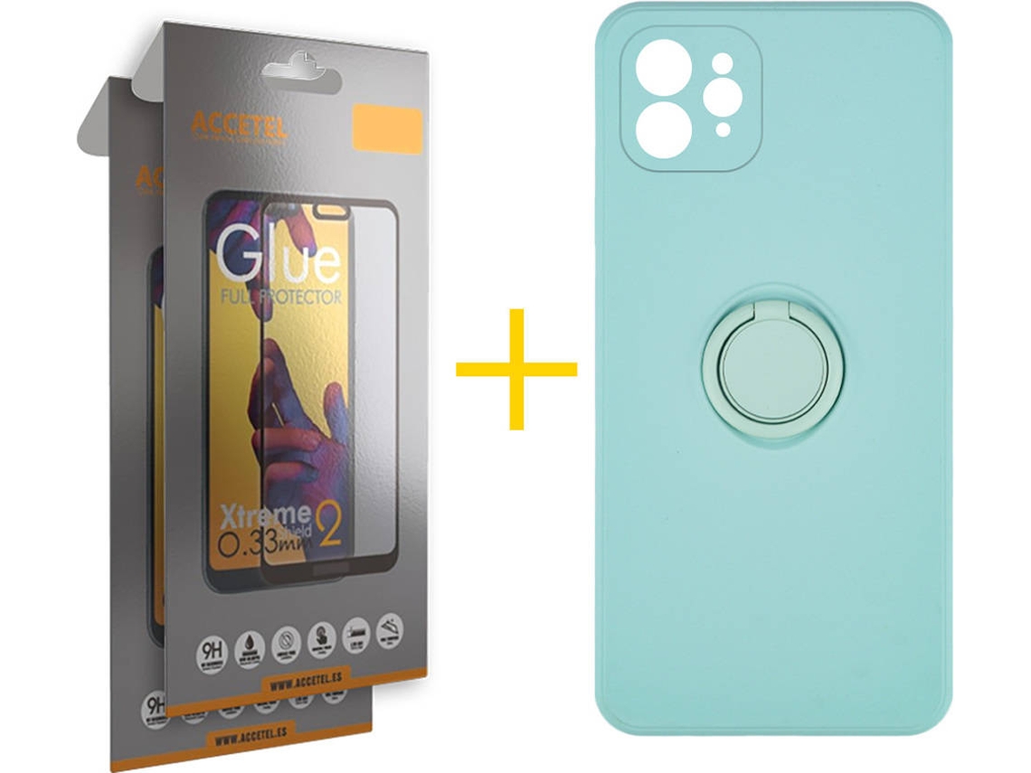 Capa + 2 Películas para iPhone 11 Pro Max ACCETEL Verde Água