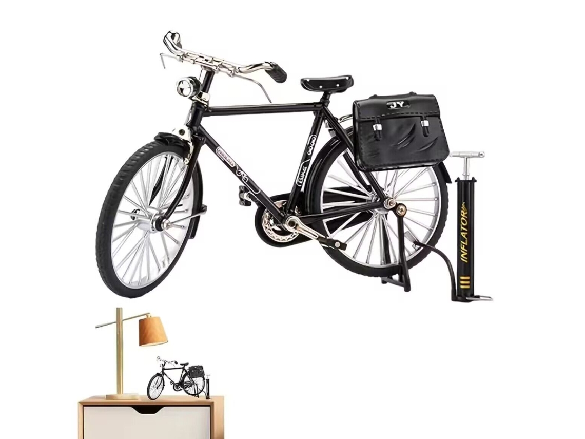 110 Proporção Mini Liga Retro Modelo De Bicicleta Com Saco E Bomba De Ar