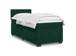 Vidaxl Cama Com Molas/colchão 90x190 Cm Veludo Verde-escuro