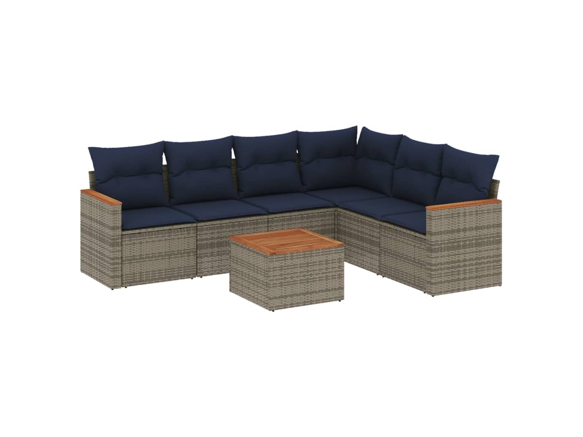 Conjunto de Sofá de Jardim, 7 Peças, Almofadas, Rattan Cinza MAISON EXCLUSIVE
