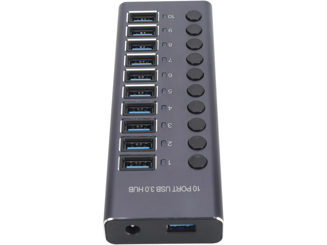 Hub Usb 3.0 De 10 Portas Com Interruptores Individuais E Adaptador