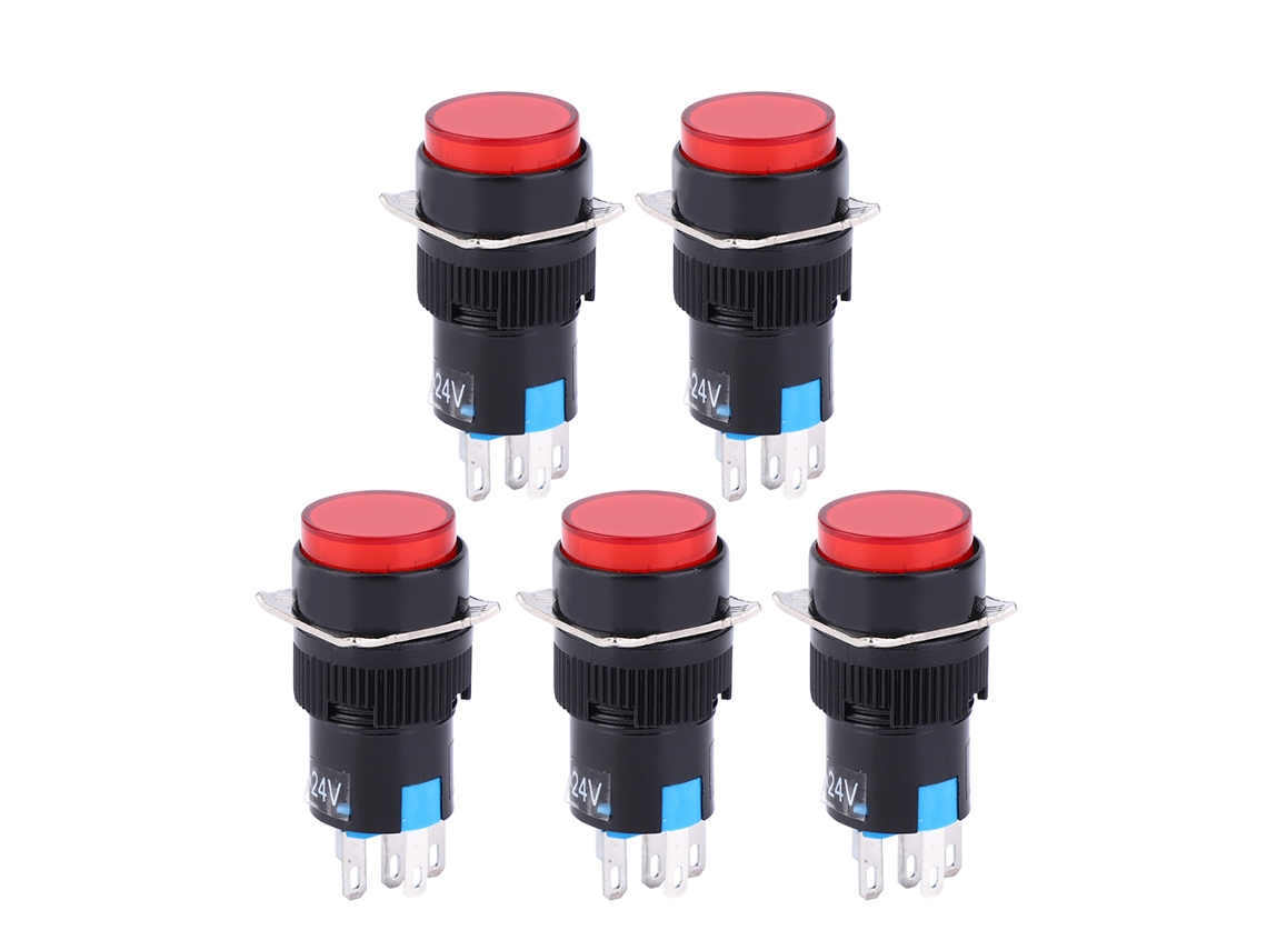 Interruptor de botão push round 5 pinos com luz S/MARCA