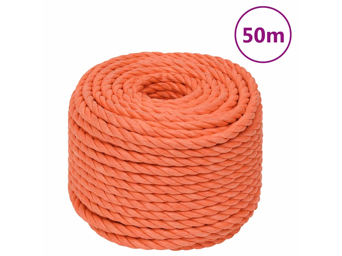 Vidaxl Corda De Trabalho 14 Mm 50 M Polipropileno Laranja