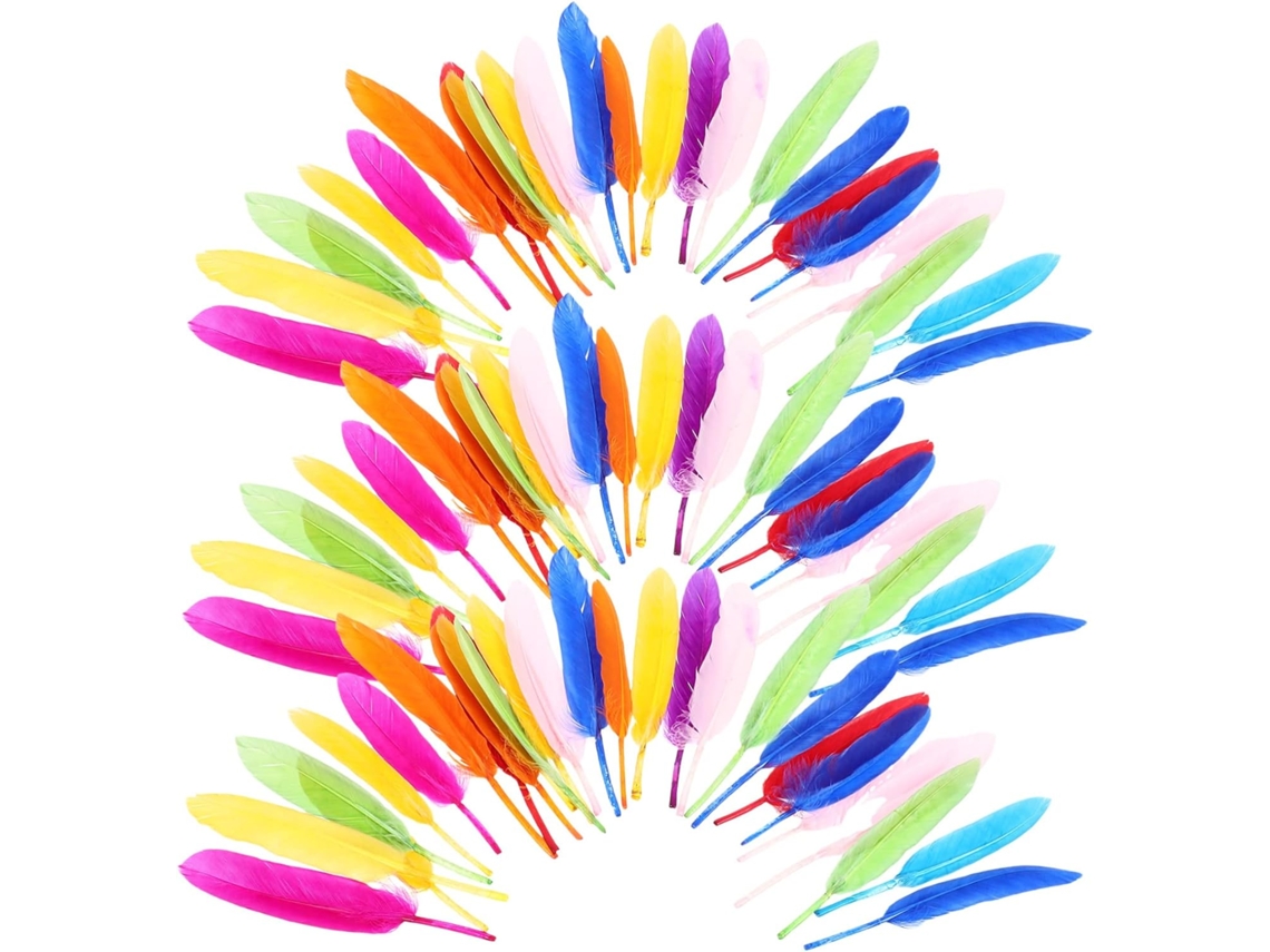 Lote Com 200 Peças De Plumas Coloridas Para Artesanato, Decoração De Roupas E Penteados (faça Você Mesmo).