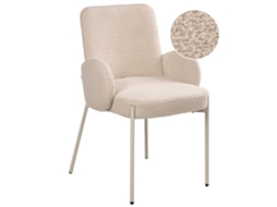 Silla Tapizada Con Reposabrazos Beliani Magee De Bouclé Beige 56x57x86