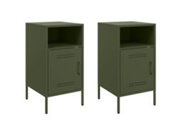 Conjunto de Mesas de Cabeceira 2 Pcs Aço Verde Azeitona MAISON EXCLUSIVE (36x39x68 cm)