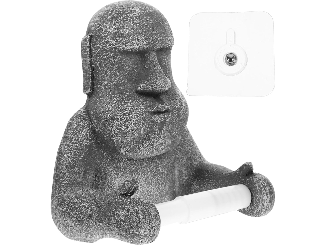 Porta Papel Toalha Em Resina Com Design De Estátua Moai, Organizador Estável E Durável Para Rolos De Papel Toalha