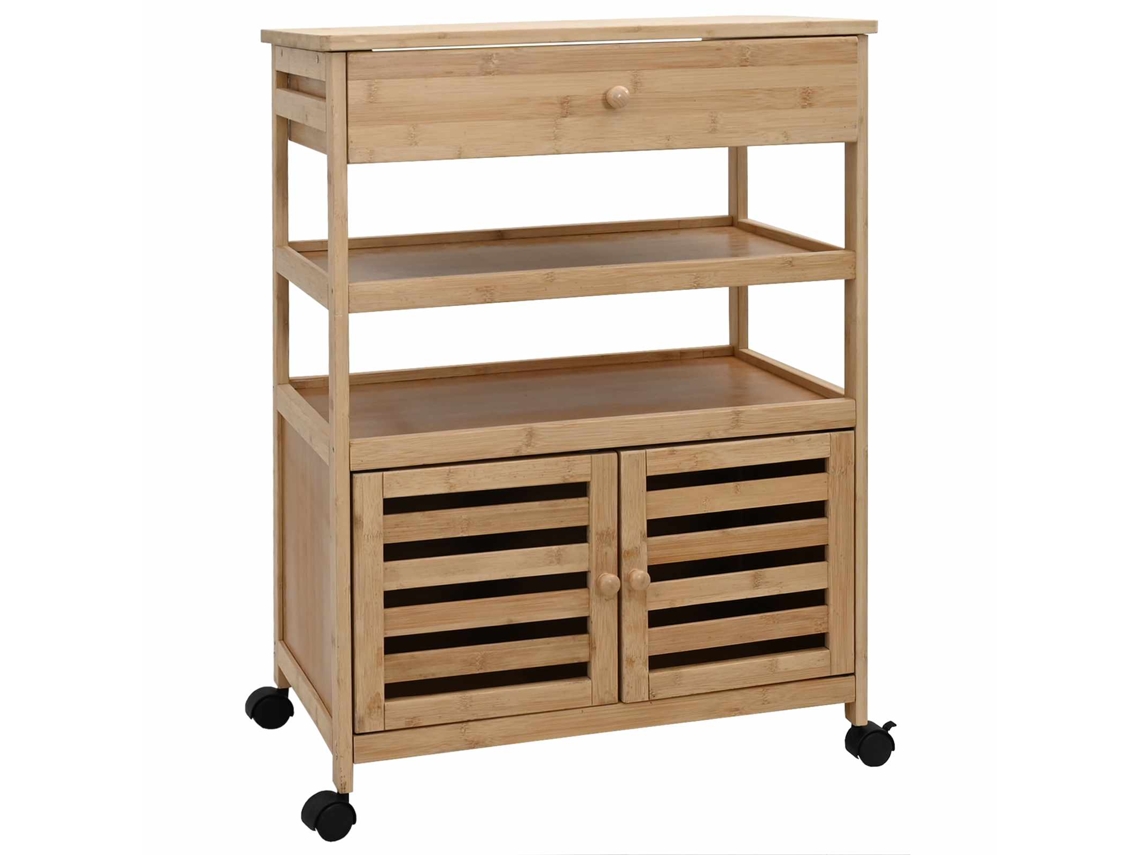 Carrinho de Cozinha com Rodas Natural 59,5 X 36 X 82 Cm Bambu VIDAXL