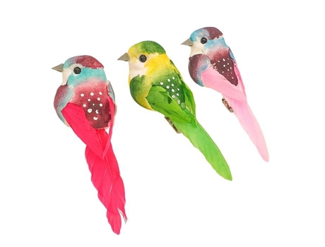 Pássaros Decorativos Multicolorido 3 Peças 9,3 X 3 X 2,7 Cm Decoração Interior Megacrea Diy
