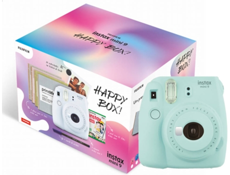 Kit Máquina Fotográfica Instantânea FUJIFILM Instax Mini 9 Happy Box (Ice Blue - Obturação: 1/60 s - 2 x AA)