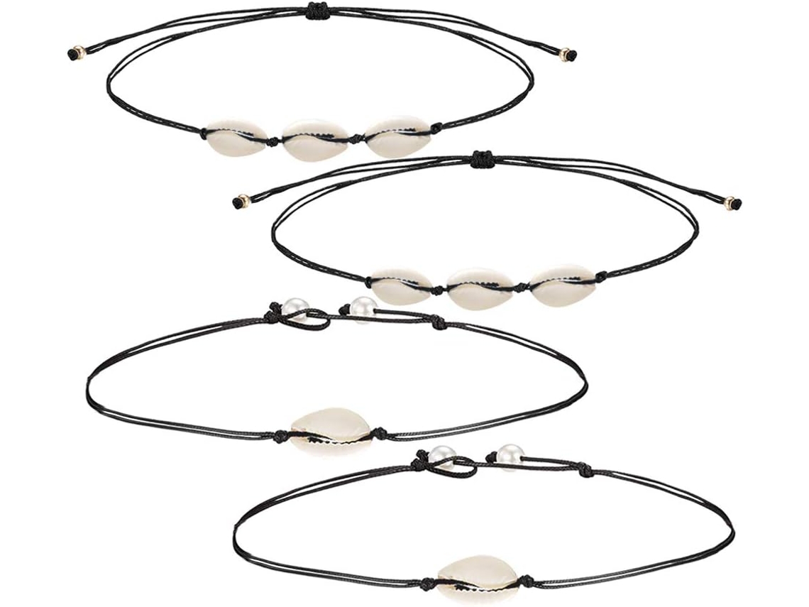 Colar De 4 Peças Com Pingente De Conchas Em Estilo Simples E Ajustável, Joia Ideal Para Presente Feminino.