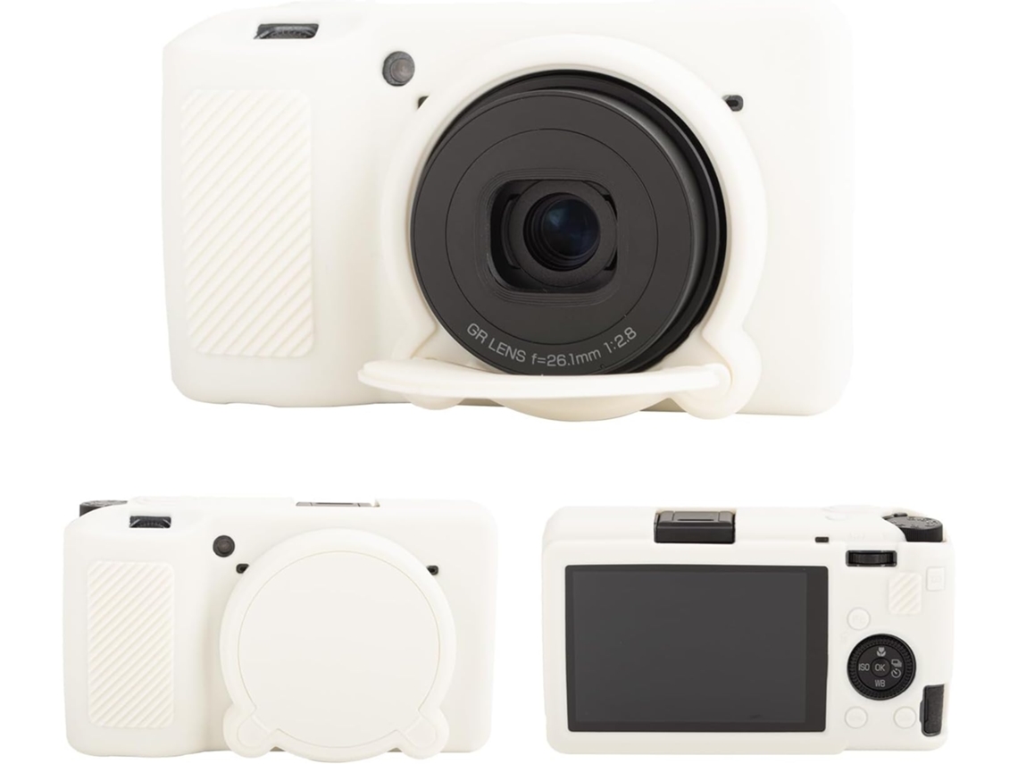 Capa Silicone HEXINYIGJLY para Ricoh Gr Iii/gr Iiixtampa Objetiva Removível, Acesso Tripé Branco