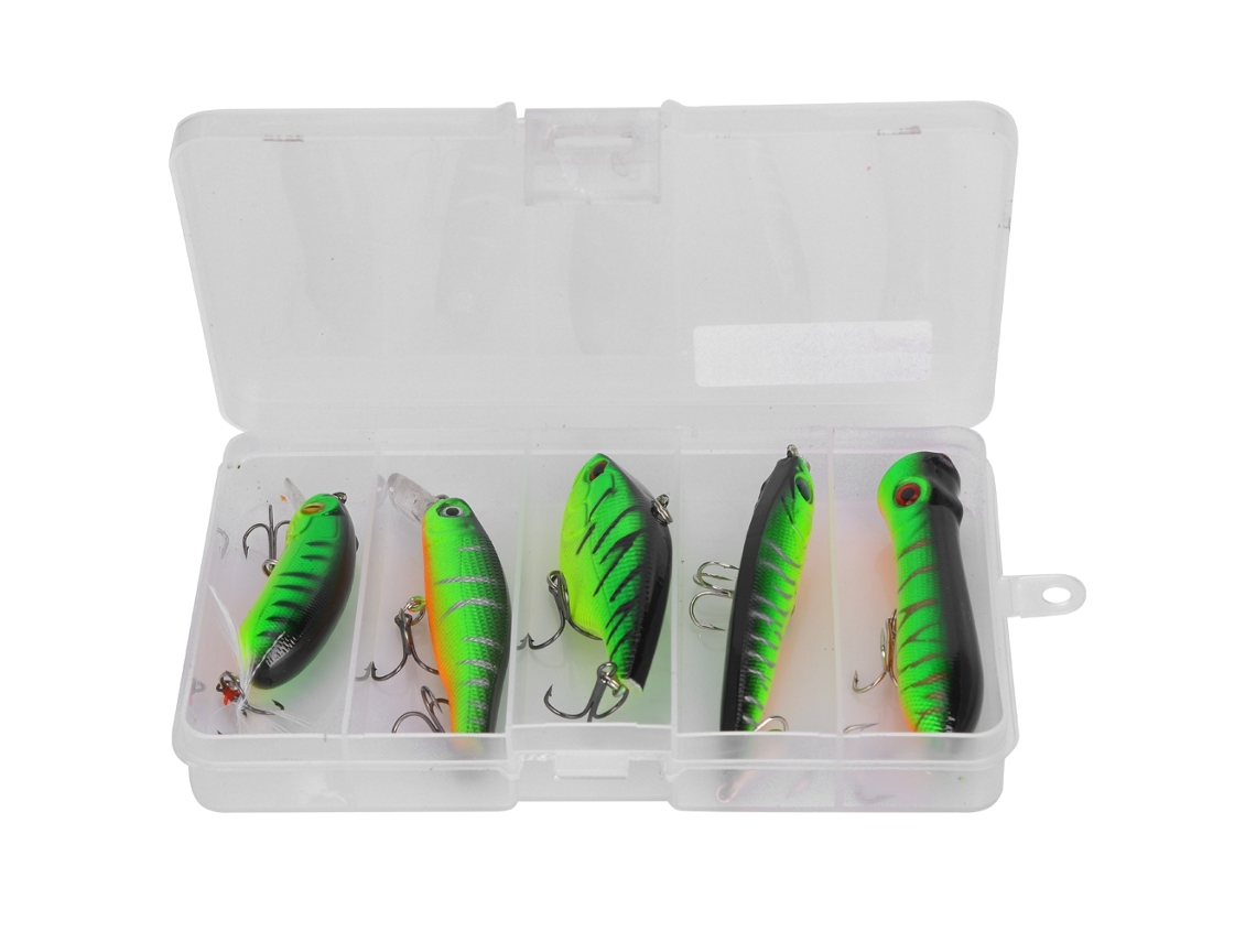 Conjunto de Iscas de Peixe com 5 Peças e Gancho Triplo Verde