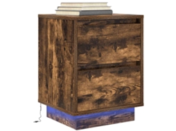 Vidaxl Mesa De Cabeceira Com Luzes Led 38x34x50 Cm Carvalho Fumado