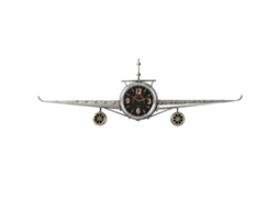 Relógio De Parede Home Esprit Dourado Prateado Metal Avião Vintage 143 X 20 X 46 Cm