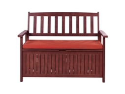 Banco De Jardim Com Almofada Beliani Sovana De Madeira De Acácia Vermelho 120x60x91