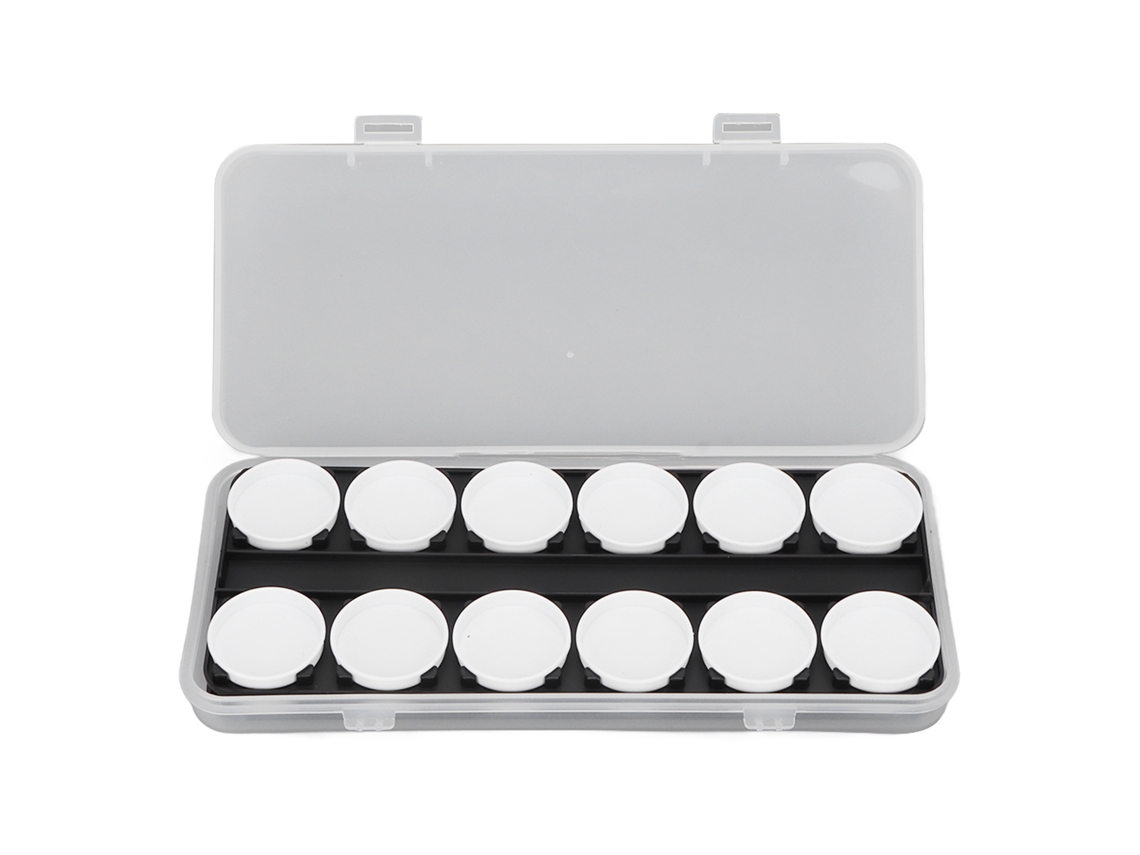 Paleta profissional Rebe em ABS para nail art com 24 compartimentos para mistura de cores, ideal para artistas e iniciantes.